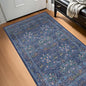 Vintage Dark Blue 3x4 Entryway Rug, Washable Small Area Rugs for Kitchen, Bedroom, Oriental Low Pile Stain Resistant Non-Slip Large Rug