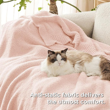 Bedsure Gentlesoft Cozy Knit Throw Blanket - Super Soft Fluffy Blanket for Couch, Bed, Sofa, Lightweight Warm All Season Plush Blankets, Mothers Day, Birthday Gifts for Her Him, Pink, 50x60 Inches