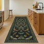 Dark Green 3x10 Extra Long Runner Rugs for Hallways - Boho Kitchen Rug Non Slip, Wide Indoor Floor Mats for Entryway, Insect & Floral Design Low Pile Stain Resistant Carpet