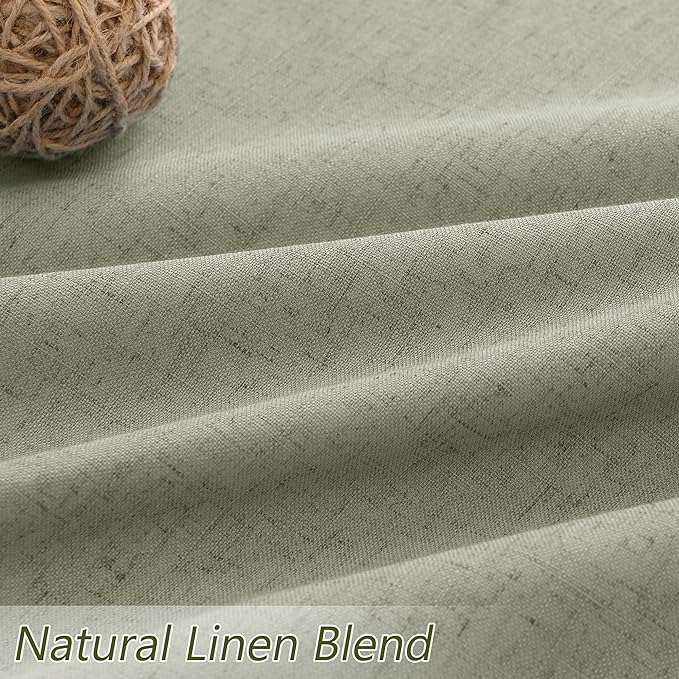 Sage Green 100% Blackout Curtains 96 Inch Length 2 Panels Set for Living Room Bedroom Back Tab Thermal Insulated Black Out Linen Drapes Room Darkening Window Curtains 96 Inches Long