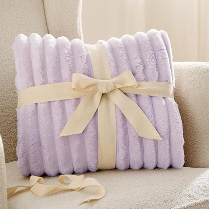 Bedsure GentleSoft Lavender Fog Fleece Blanket for Couch - Cozy Soft Blankets for Women, Cute Small Throws for Girls, 90x90 Inches