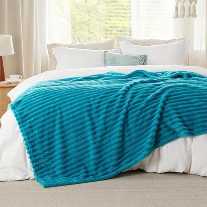 Bedsure GentleSoft Teal Fleece Blanket for Couch - Cozy Soft Blankets for Women, Cute Small Throws for Girls, 108x90 Inches