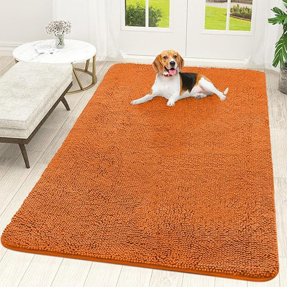OLANLY Dog Door Mat for Muddy Paws 70x46, Absorbs Moisture and Dirt, Absorbent Non-Slip Washable Doormat, Quick Dry Chenille Mud Mat for Dogs, Entry Indoor Entryway Carpet for Inside Floor, Clay