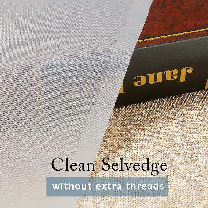 OWENIE Sheer Curtains, Ivory Sheer Curtains 50 Inch Length 2 Panels Set, Rod Pocket Voile Fimly Sheer Drapes for Living Room Bedroom, 2pcs, Ivory, Each 42" W x 50" L