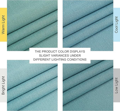 NICETOWN Greyish Blue Linen Curtains for Kitchen, Thick Flax Small Window Treatments Semi Sheer Privacy Assured with Light Through for Cafe/Bathroom, W55 x L84, 2 Panels