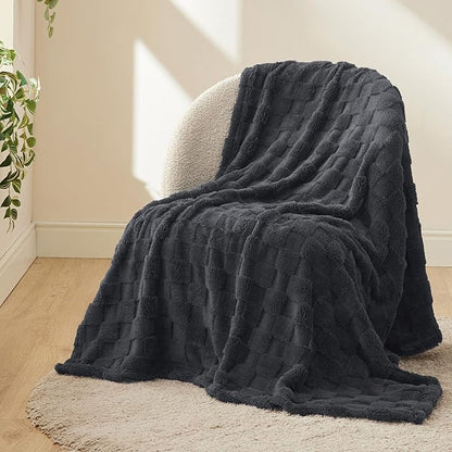 Bedsure GentleSoft Twin Blanket for Bed Dark Grey - Super Soft Cozy Blankets for Kids Girls, Cute Fuzzy Fleece Throws for Bedroom Couch, 60x80 Inches