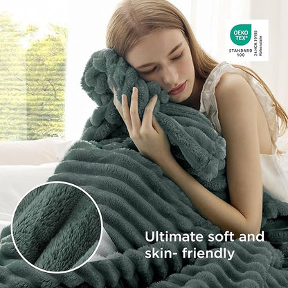 Bedsure GentleSoft Mallard Green Fleece Blanket for Couch - Cozy Soft Blankets for Women, Cute Small Throws for Girls, 60x80 Inches