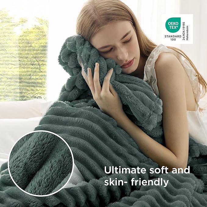 Bedsure GentleSoft Mallard Green Fleece Blanket for Couch - Cozy Soft Blankets for Women, Cute Small Throws for Girls, 50x70 Inches