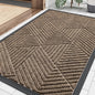 Smiry Front Door Mat Outside Entrance, Heavy Duty Sturdy Natural Rubber Doormat, Trap Dirt and Moisture, Easy Clean Low Profile Mats for Indoor Outdoor Entry, Irregular Triangle (29.5x17, Taupe)