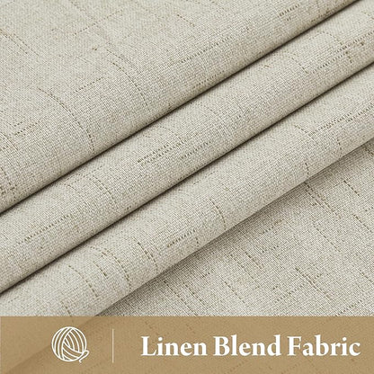 RYB HOME Beige Blackout Curtains 90 inches Long 2 Panels Set, Thermal Insulated Total Light Blocking Noise Reducing Neutral Linen Drapes for Living Room Nursery Office, 52" W x 90" L