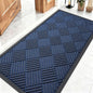 OLANLY Front Door Mat Outside Entrance 47x23, Absorbent, Heavy Duty Sturdy Natural Rubber Doormat Indoor Outdoor, Stain Fade Resistant, Non-Slip Low Profile Floor Mat for Entryway, Navy Blue Diamond