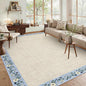 GarveeHome 10x13 Machine Washable Rugs for Living Room Large Area Rug Modern Floral Indoor Accent Carpet Low Pile Carpet Soft Throw Aesthetic Floor Cover for Bedroom Laundry Dining Room, Beige