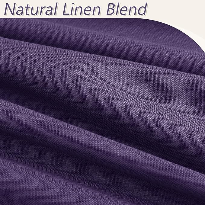 Guken 100% Blackout Curtains 84 Inch Length 2 Panels Set for Living Room Bedroom Back Tab Thermal Insulated Black Out Linen Drapes Room Darkening New Purple,52x84