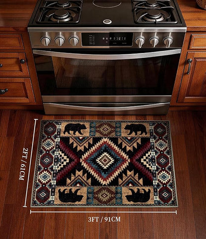 YIHOUSE Western Entryway Rug, 2x3 Rustic Washable Rug, Non-Slip Indoor Door Mat Ultra-Thin for Kitchen, Mudroom, Laundry Room, Bedroom Entry