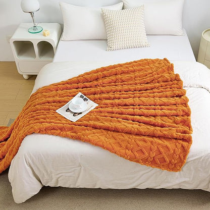 Aganear Blanket Queen Size - Cozy Boho Fall Decor Throw Blanket for Couch, Sofa, Bed, Office, Warm Decorative Present for Birthday, Christmas(90"x90", Burnt Orange)