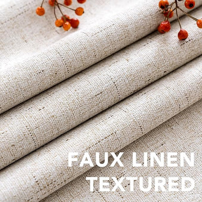 H.VERSAILTEX Linen Blackout Curtains 54 Inches Long 100% Blackout Thermal Insulated Textured Linen Look Curtain Draperies Anti-Rust Grommet, Energy Saving with White Liner, 2 Panels, Natural