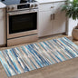 Lansny Modern Abstract Runner Rug 2x5, Blue Washable Entryway Kitchen Runner Non-Slip Soft Hallway Rug Runner Thin Print Faux Wool Carpet for Bedroom Laundry Room Indoor