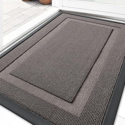 OLANLY Front Door Mat Indoor Outdoor Entrance, Waterproof All-Season, All-Weather Doormat, Sturdy Natural Rubber, Low Profile, Easy Clean Patio Porch Entryway Mat, 29.5x17, Taupe