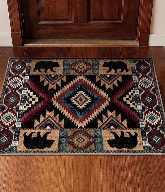 YIHOUSE Western Entryway Rug, 2x3 Rustic Washable Rug, Non-Slip Indoor Door Mat Ultra-Thin for Kitchen, Mudroom, Laundry Room, Bedroom Entry