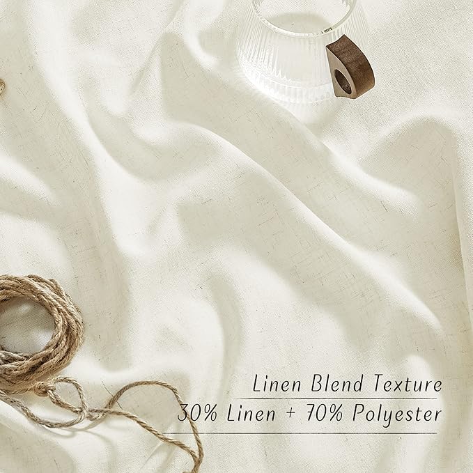 NICETOWN Linen Off White Window Curtains 84 inches Long, Grommet Thick Linen Blend Window Treatments Privacy Assured with Light Filtering for Bedroom/Living Room, W42 x L84