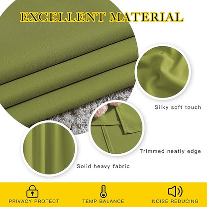 NICETOWN Room Darkening Sliding Door Curtains 2 Panels 102 inches Length - Grommet Privacy Sun & Heat Reducing Window Curtains & Drapes for Bedroom/Living Room (W66 x L102, Fresh Green)