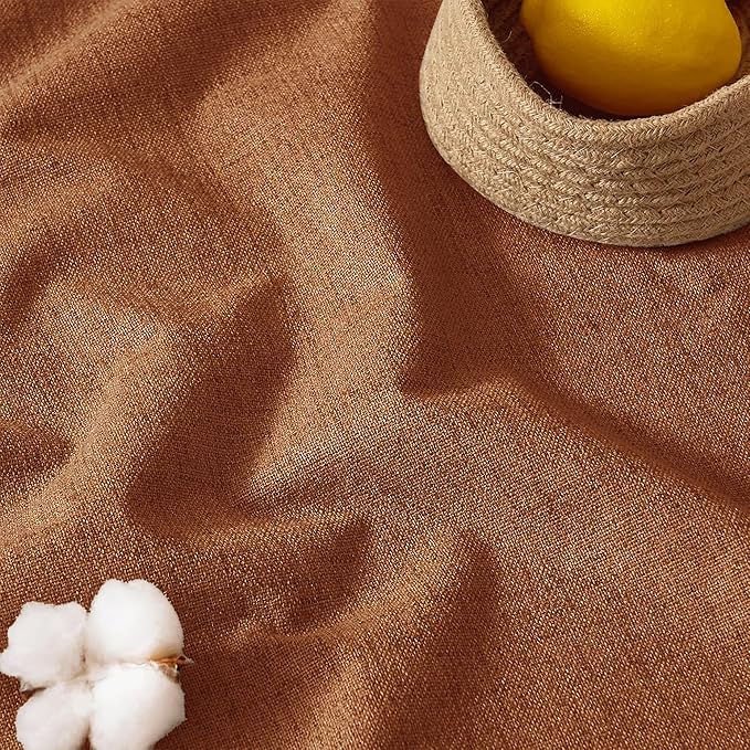 RYB HOME 100% Blackout Fall Curtains for Bedroom Linen Texture, Burnt Orange Curtains for LivingRoom/Office/Sliding Door, Thermal Insulated Farmhouse HomeDecor, Luxury Privacy Drape, W52xL84, 2 Panels