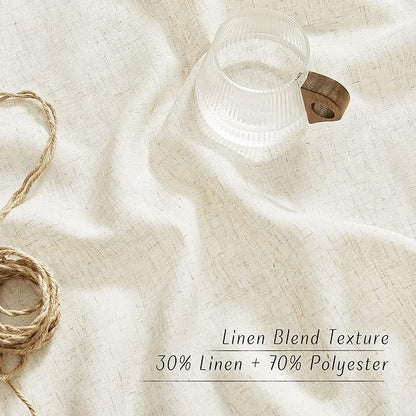 NICETOWN Natural Linen 54 inches Long Curtains for Bedroom, Thick Flax Window Treatments Semi Sheer Privacy Assured with Light Through for Nursery/Bathroom, W42 x L54, 2 Panels