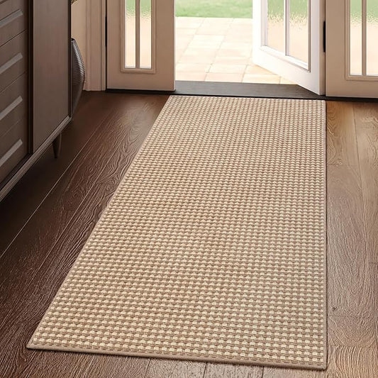 YDKGL 2x4 ft Entryway Rug Indoor Door Mat Non Slip Boho Woven Washable Area Rugs Kitchen Runner Rug Mat, Front Entry Rugs Entrance Doormat for Hallway Porch Bathroom Laundry Room, Brown 24"x48"