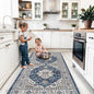 Washable 4x8 Hallway Runner Rug: Vintage 8ft Soft Runners for Entry Kitchen Wide Low Pile Carpet with Non-Slip Backing for Living Room Bedroom Thin Bathroom Carpet for Dining Room Foyer（4x8,Blue