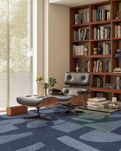 Latte&Fog 6x9 Area Rugs for Living Room Bedroom, Modern Abstract Washable Rug, Boho Non Slip Low Pile Carpet for Indoor Dining Room, Dorm, Classroom, College Dorm, Farmhouse and Kids Room - Navy Blue