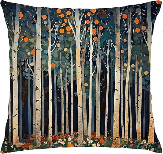 Rustic William Morris Inspired Autumn Forest Decor Pillow Covers 18x18,Vintage Botanical Nature Decorative Throw Pillow Covers for Home Bedroom Living Room