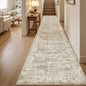 Runner Rug 2'6" x 12' Washable Non-Slip Runner Rugs for Kitchen Bathroom Laundry Room Vintage Ultra Thin Runners for Hallway Entryway Brown