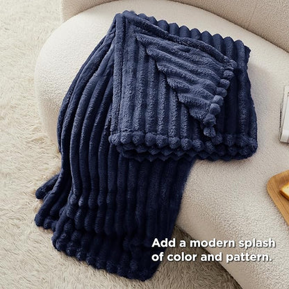 Bedsure GentleSoft Navy Blue Fleece Blanket for Couch - Cozy Soft Blankets for Women, Cute Small Throws for Girls, Navy, 50x70 Inches