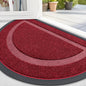 OLANLY Half Circle Door Mat Indoor Outdoor Entrance Welcome, Waterproof All-Season, All-Weather Doormat, Sturdy Natural Rubber, Low Profile, Easy Clean Patio Porch Entryway Mat, 33x21, Win Red