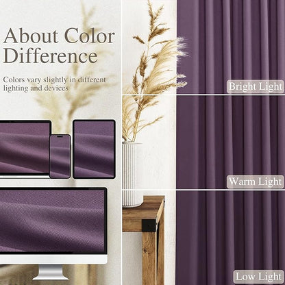 Nanspring Plum Linen Curtains 84 Inch Length 2 Panels Set for Living Room Rod Pocket Back Tab Light Filtering Window Drapes for Bedroom Dining Room Protect Privacy Country Farmhouse Decor 52x84