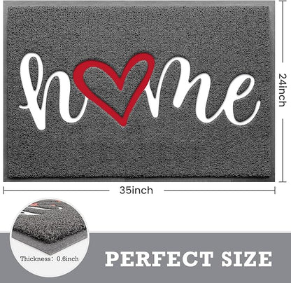 CozyBounty Black Door Mat Welcome Mats Home Non-Slip Doormat for Entryway Low-Profile Floor Mat for Yard, Garage, High Traffic Areas (36"x24", Grey)