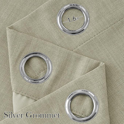 NICETOWN Faux Linen Beige Blackout Curtains 84 inches Long for Living Room - Privacy Panels for Bedroom, Modern Farmhouse Style Easy Care Grommet Top, 2 Panels, W52 by L84