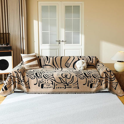 MYSKY HOME Couch Cover for Dogs, Washable Couch Covers, Sofa Covers for Sectional Sofa, Couch Cover 2 Cushion Sofa Dogs Furniture Protector, Chenille Sofa Covers for Pets, 71"x118", Abstract Coffee