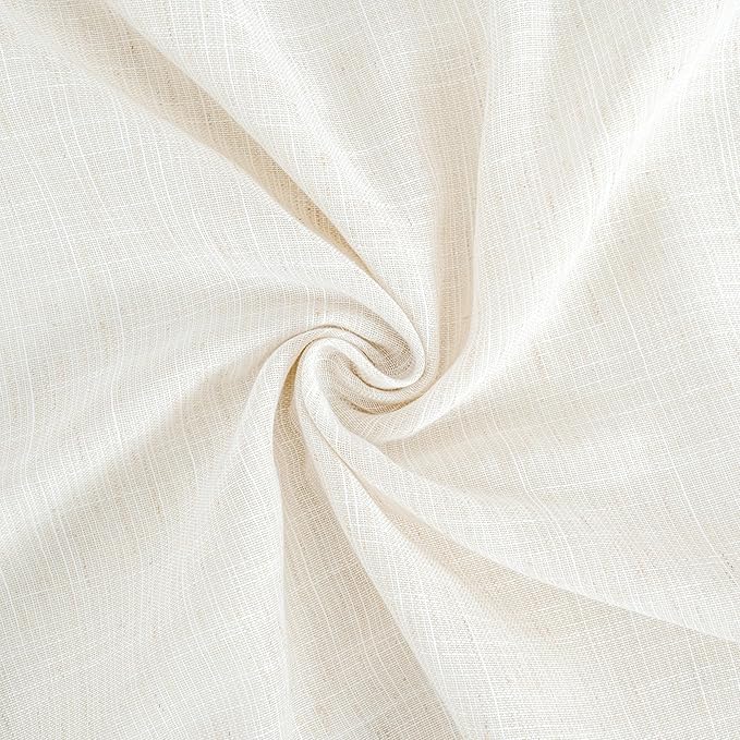 BGment Short Linen Curtains 45 Inch Length for Cafe Kitchen Windows - Rod Pocket Light Filtering Semi Sheer Drapes Textured Bedroom Decorative Lightweight Natural Rustic, 2 Panels Set, 30 X 45 Inch