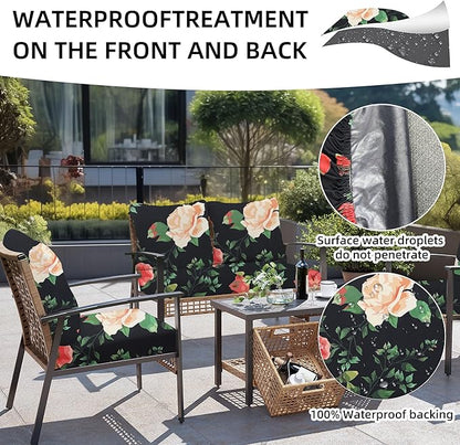 8Pcs Outdoor Cushion Covers, Patio Cushion Covers,Stretch Elastic Slipcovers, Replacement Washable & Reusable Furniture Protector for Patio Couch (Death of Summer-Pattern,Cover Only)