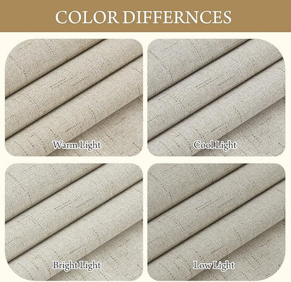 RYB HOME Blackout Curtains 108 inches Long, Thermal Insulated Natural Linen Extra Long Floor Length Curtains for Bay Window Sliding Door, 52" W x 108" L, Beige, 2 Panels Set