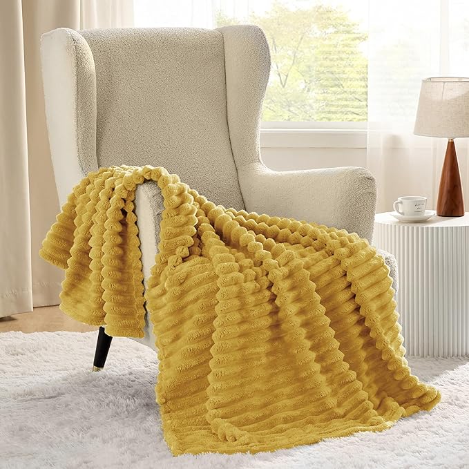 Bedsure GentleSoft Yellow Throw Blanket for Couch - Super Soft Cozy Blankets for Women, Cute Small Blanket for Girls, 50x70 Inches