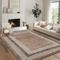 GarveeHome Washable Rug 5x7 Modern Bordered Rug with Non Slip Rubber Backing, Low Pile Thin Carpet, Soft Non Shedding Floor Covering, Foldable Printed Carpet for Living Room Bedroom, Brown