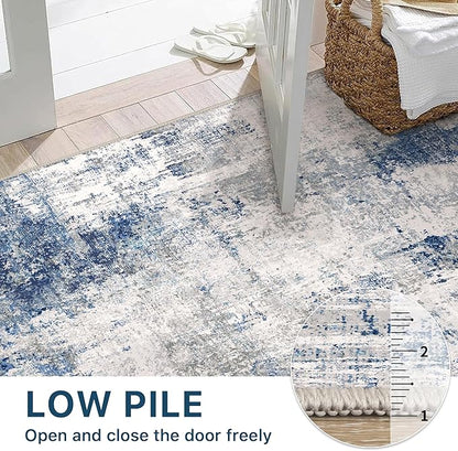 BEIMO Area Rugs 8x10 for Living Room Bedroom, Modern Abstract Machine Washable Rug, Large Soft Low Pile Floor Carpet with Non Slip Backing for Dining Room, Blue