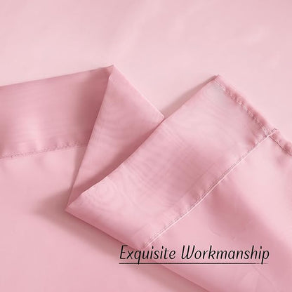 NICETOWN Voile Sheer Pink Curtains 90 inches Long for Girls Room, Grommet Casual Window Treatments with Light Filtering Airy & Elegant for Bedroom/Living Room, W54 x L90