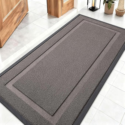OLANLY Front Door Mat Indoor Outdoor Entrance, Waterproof All-Season, All-Weather Doormat, Sturdy Natural Rubber, Low Profile, Easy Clean Patio Porch Entryway Mat, 47x23, Taupe