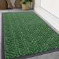 Smiry Front Door Mat Outside Entrance, Heavy Duty Sturdy Natural Rubber Doormat, Trap Dirt and Moisture, Easy Clean Low Profile Mats for Indoor Outdoor Entry, Grid Geometric (47x32, Green)