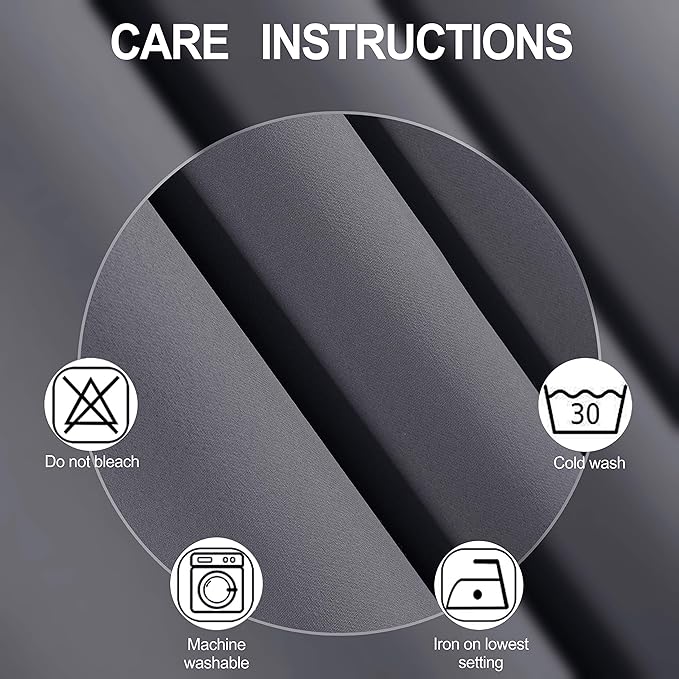 LEMOMO Blackout Curtains 42 x 95 inch/Dark Grey Curtains Set of 2 Panels/Thermal Insulated Room Darkening Bedroom Curtains