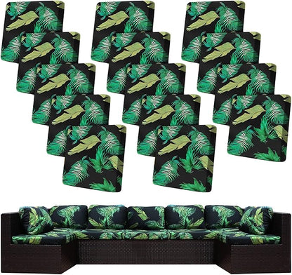 14 Pcs Stretch Patio Cushion Covers,Outdoor Couch Covers Replacement,Outdoor Couch & Sofa Slipcovers,for Patio Furniture Cushion Covers,Washable Reusable Furniture Protector (Summer,Cover Only)
