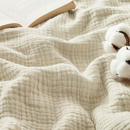 Bedsure 100% Cotton Muslin Blanket King Size for Bed - 4-Layer Breathable and Lightweight Thin Soft Summer Gauze Muslin Blanket for Adults, Linen Beige, 108x90 Inches